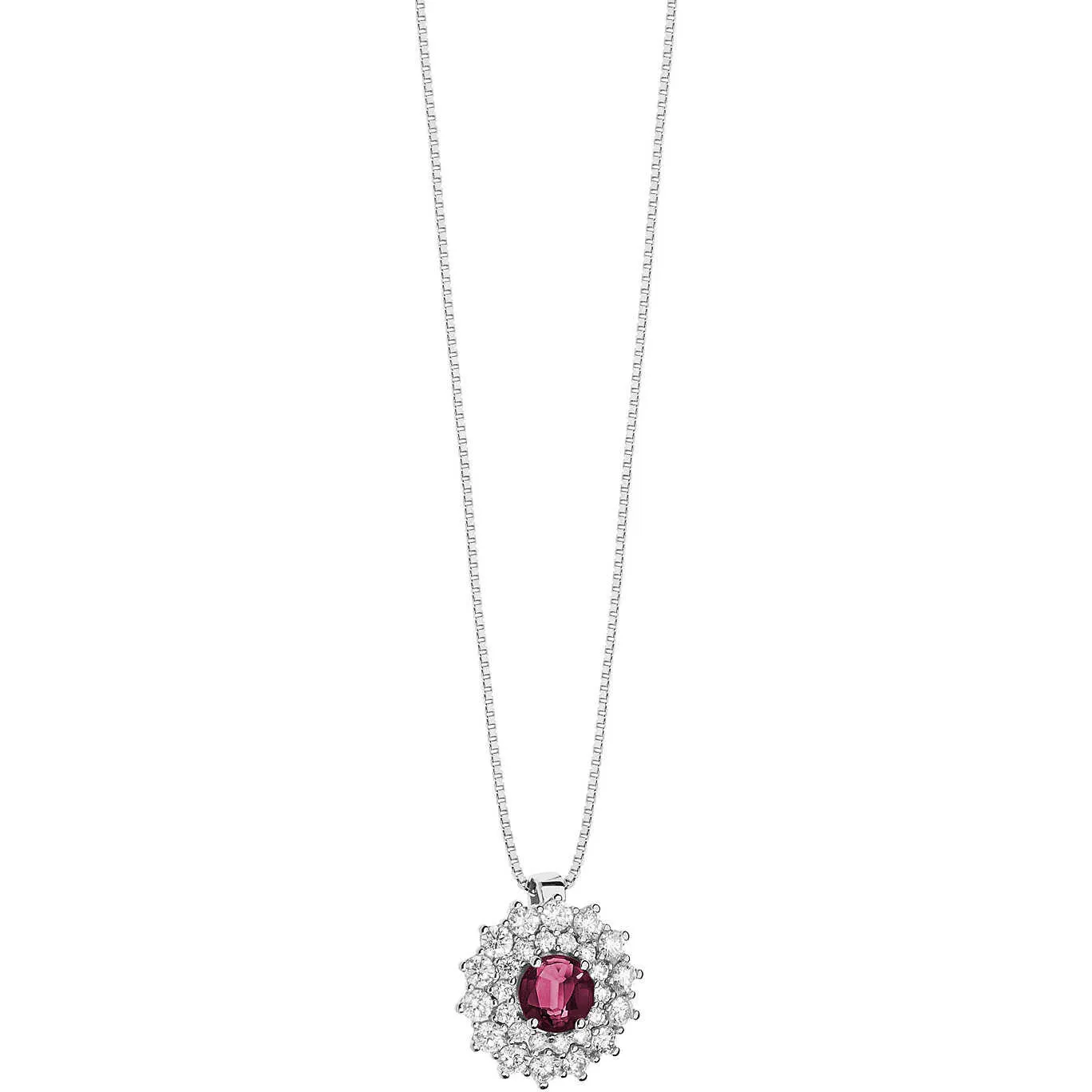 pendente rubino oro bianco 750% diamanti 0,53 ct colore G/si rubino  0,68ct
