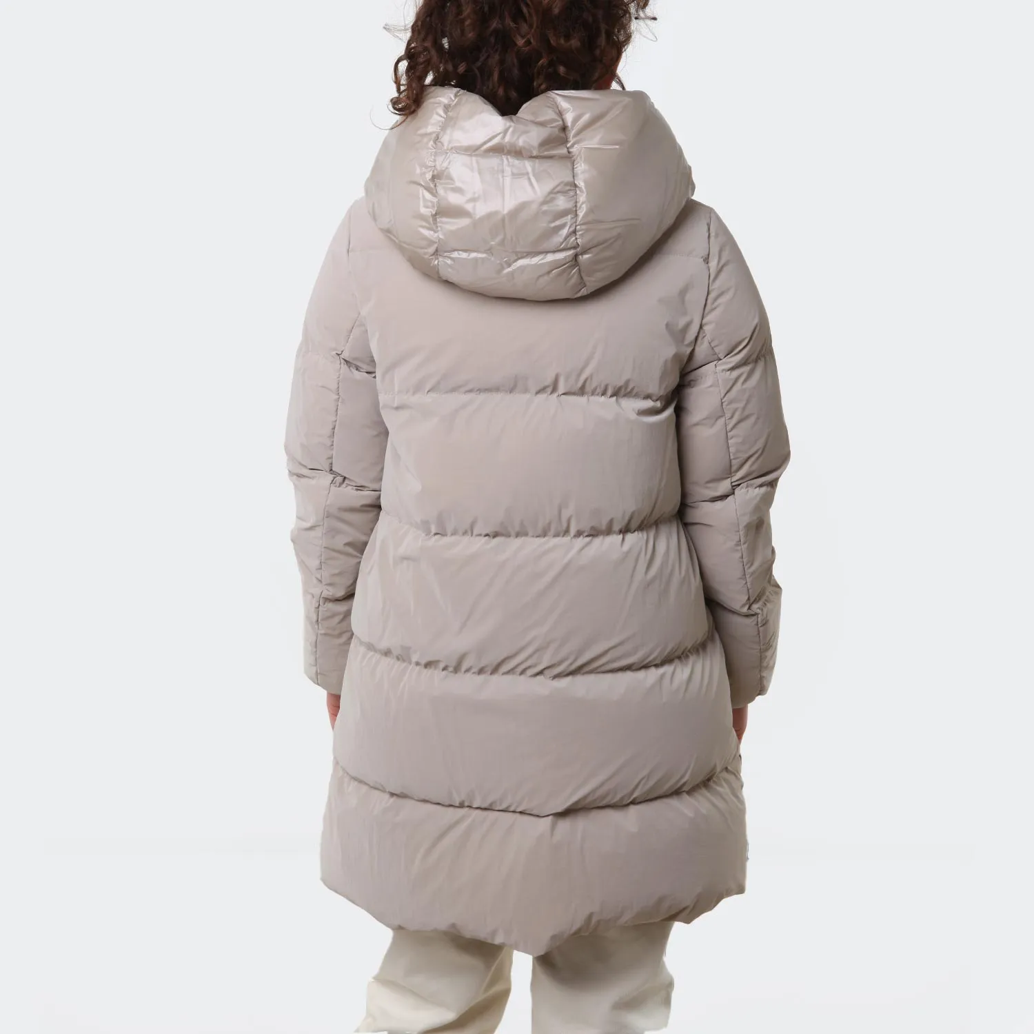 Piumino Lungo Herno Beige Chiaro E Arancione