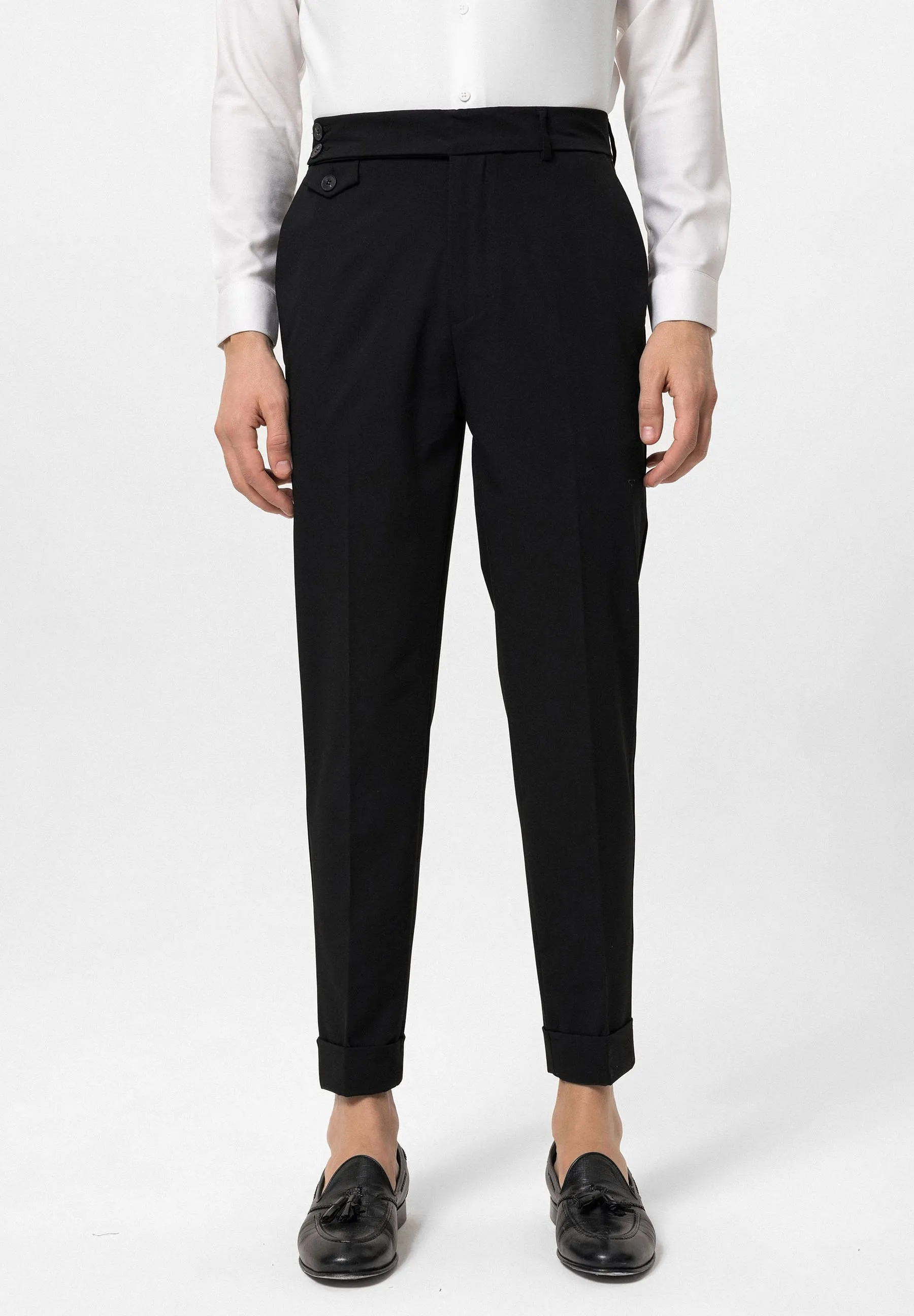 PLEATED WITH BUTTON DETAILED - Pantaloni