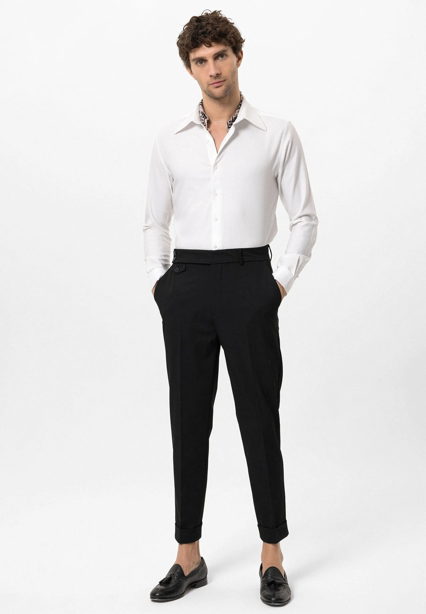 PLEATED WITH BUTTON DETAILED - Pantaloni