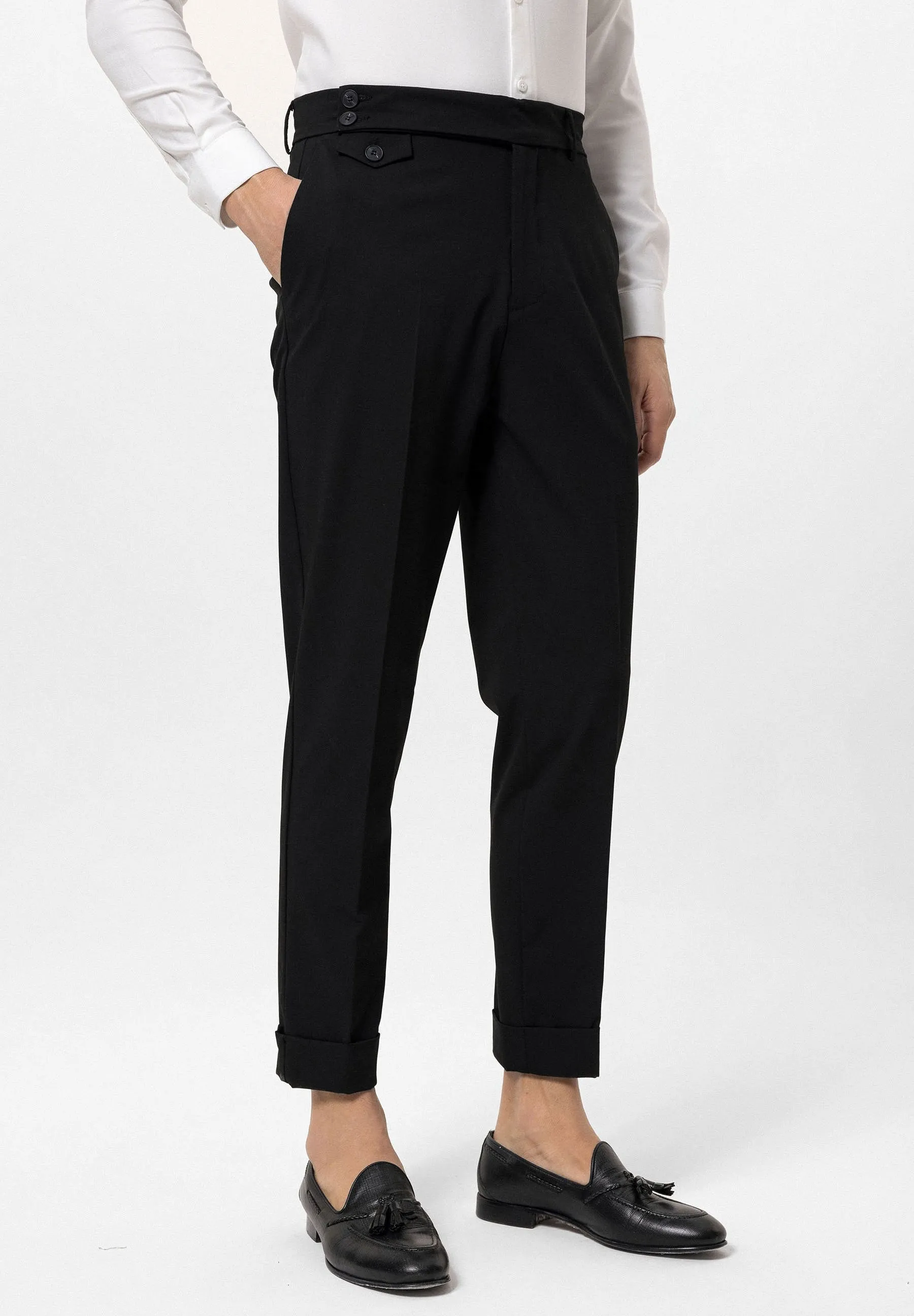 PLEATED WITH BUTTON DETAILED - Pantaloni