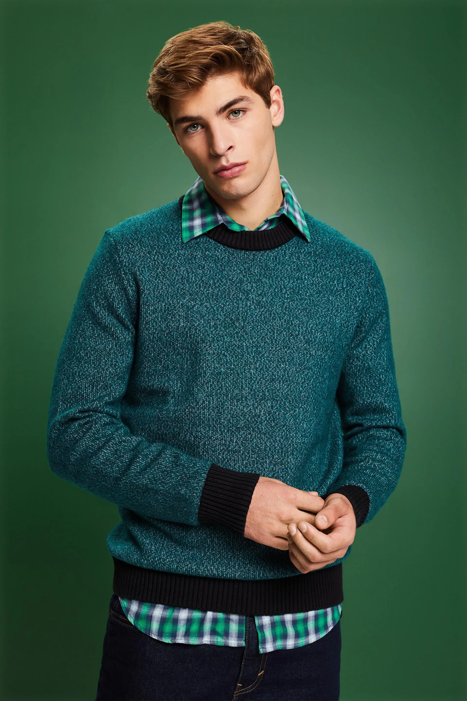 Pullover girocollo in misto lana