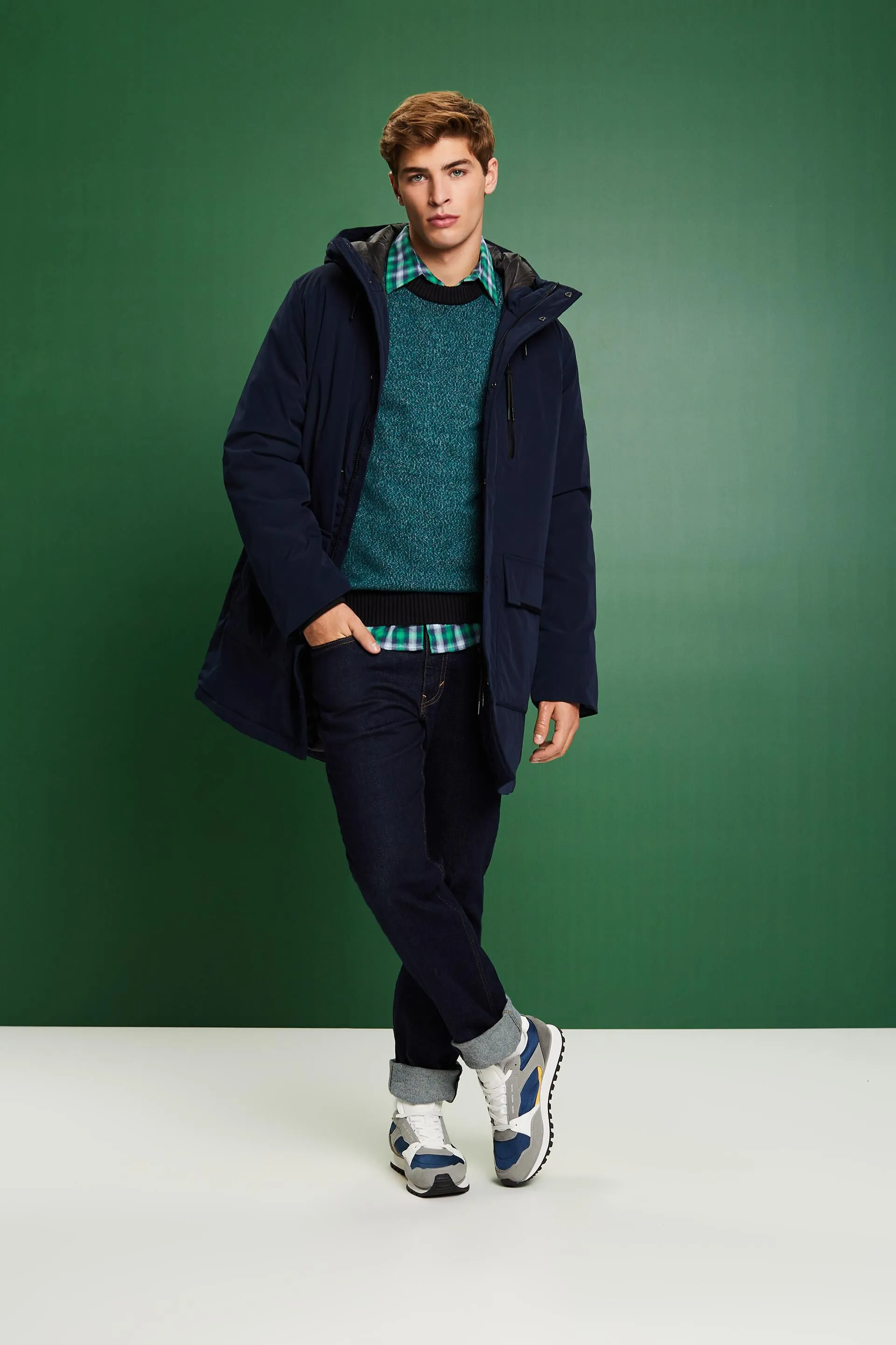 Pullover girocollo in misto lana