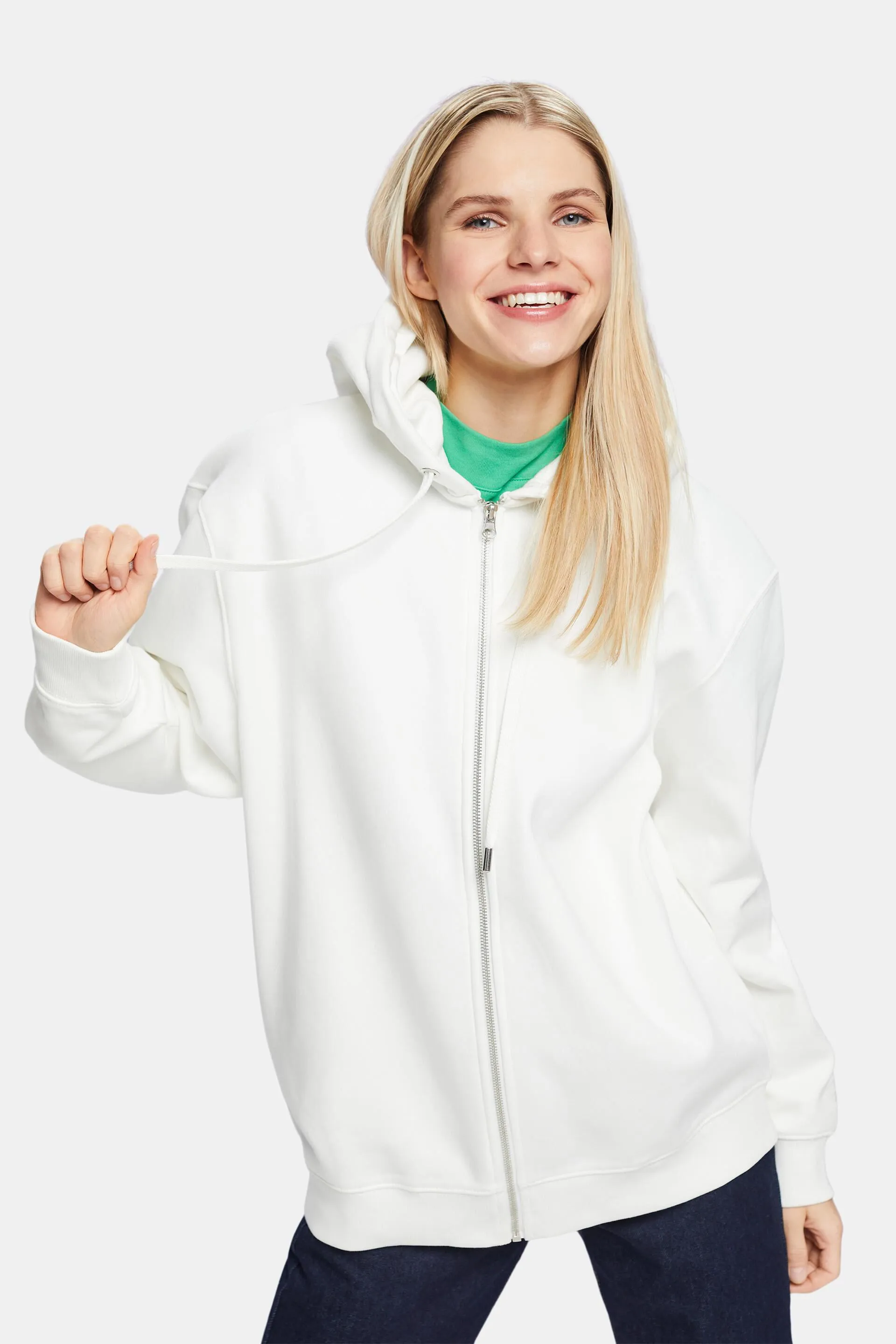 Riciclato: felpa oversize con cappuccio e zip