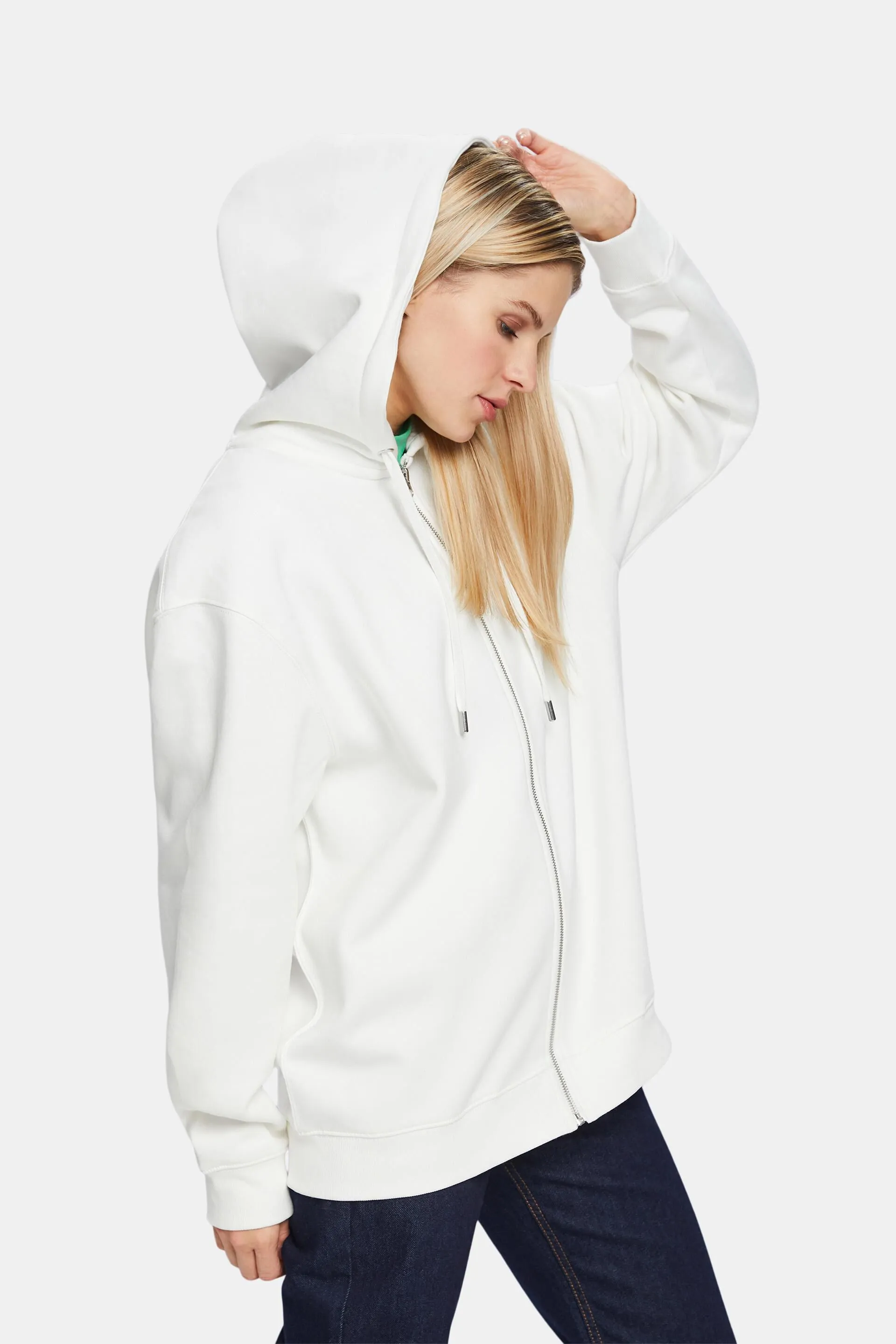 Riciclato: felpa oversize con cappuccio e zip