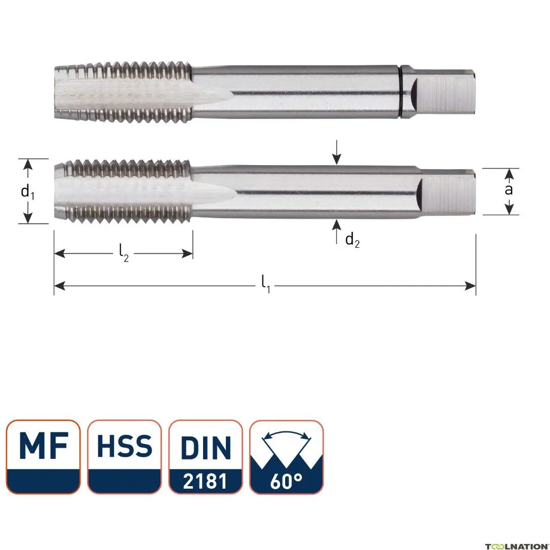 Rotec 305.2720 Set di fresatura manuale HSS 2 pezzi DIN 2181 MF27x2.0