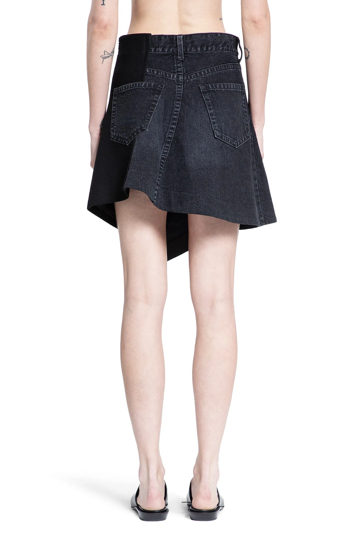 sacai  denim x wool melton skirt 