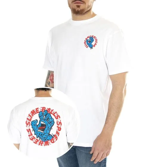 Santa Cruz SB Hand White - Maglietta Girocollo Uomo Bianca    
