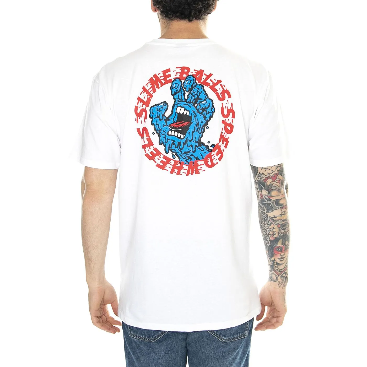 Santa Cruz SB Hand White - Maglietta Girocollo Uomo Bianca    