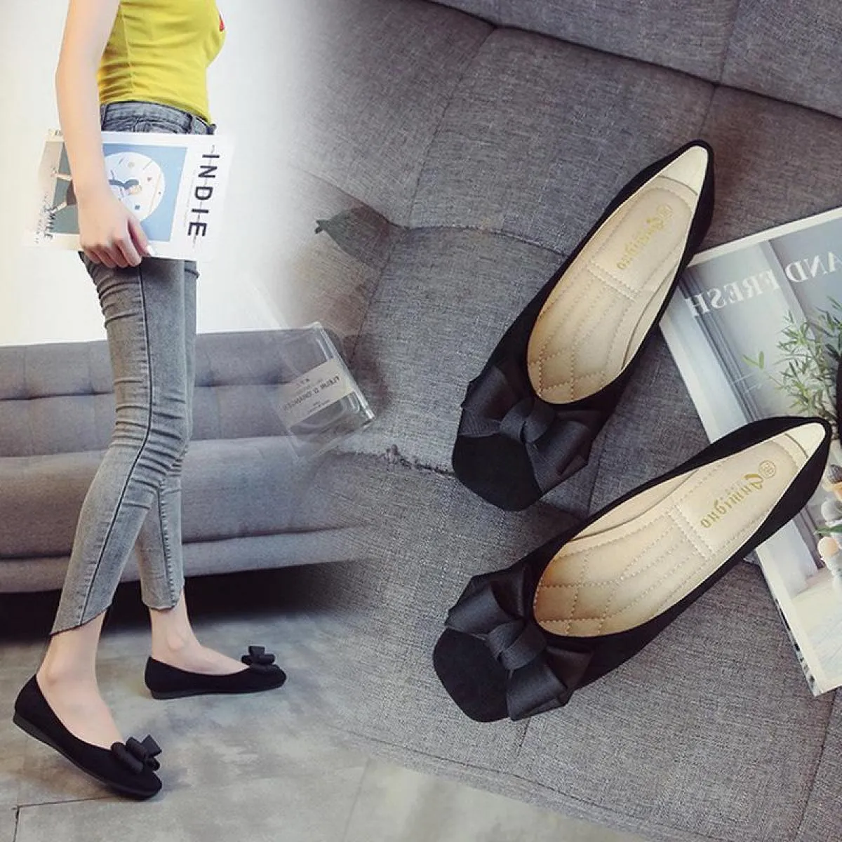 Scarpe basse da donna di alta qualità Flock Scarpe taglie forti Donna Mocassini casual Moda Scarpe eleganti da barca Scarpe da d