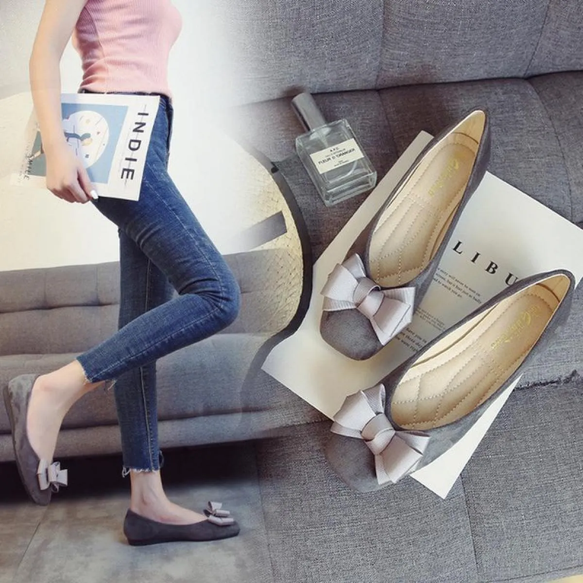 Scarpe basse da donna di alta qualità Flock Scarpe taglie forti Donna Mocassini casual Moda Scarpe eleganti da barca Scarpe da d