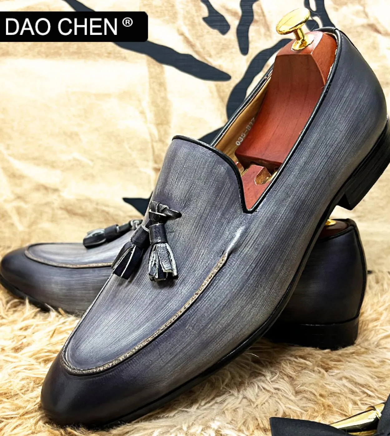 Scarpe casual da uomo eleganti Mocassini con nappe grigie nere Scarpe eleganti da uomo in vera pelle Scarpe da cerimonia da uffi