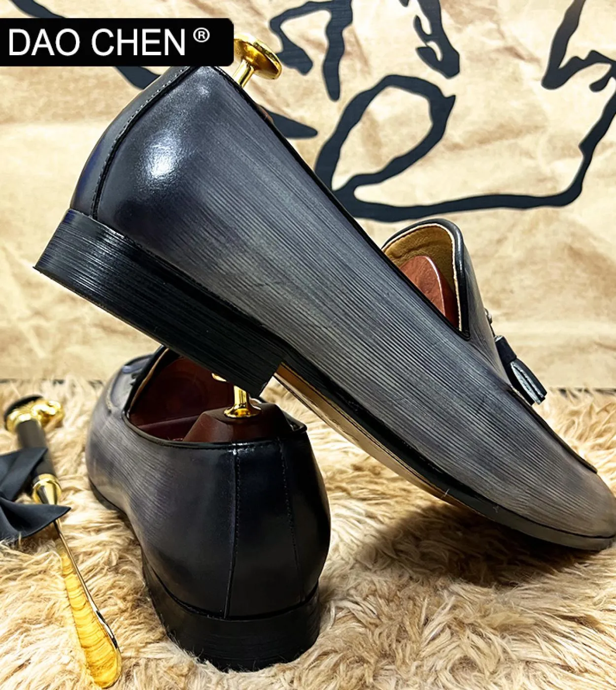 Scarpe casual da uomo eleganti Mocassini con nappe grigie nere Scarpe eleganti da uomo in vera pelle Scarpe da cerimonia da uffi
