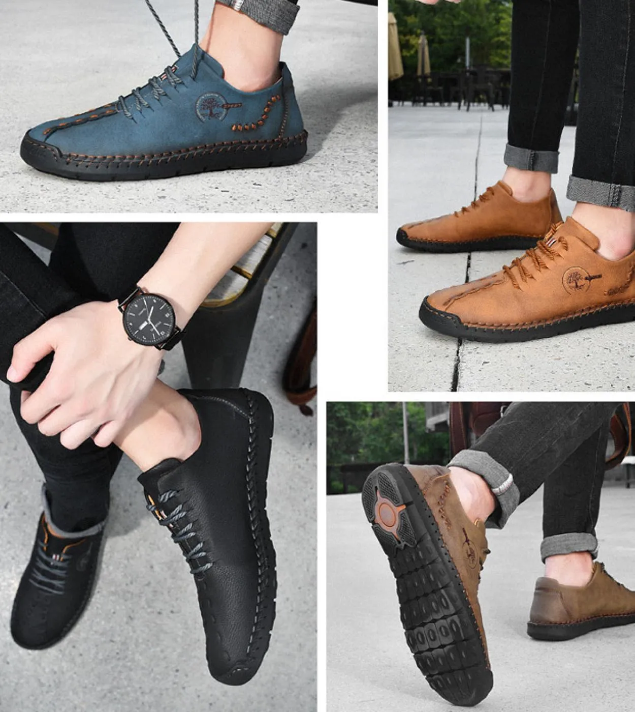 Scarpe casual da uomo in pelle fatte a mano Fashion New Mocassino Driving Shoes Lace Up Flats Mocassini da uomo Zapatillas Hombr