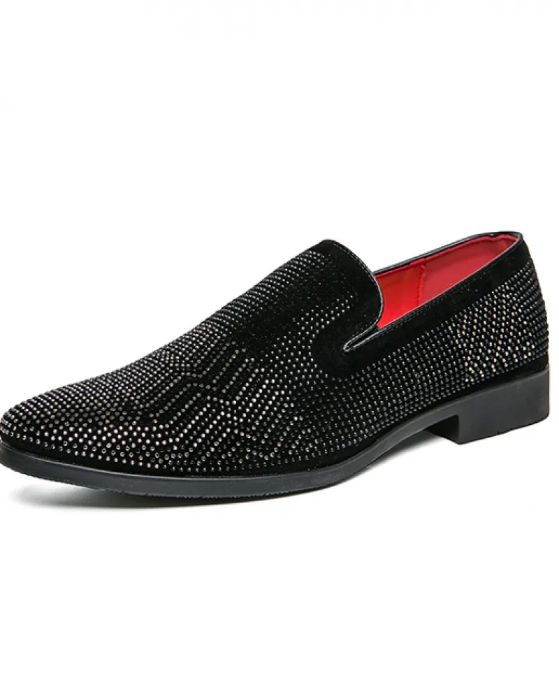 Scarpe da uomo in vernice nera Flash Diamond Slip On Scarpe da mocassino Scarpe da discoteca Comodi mocassini di marca di lusso