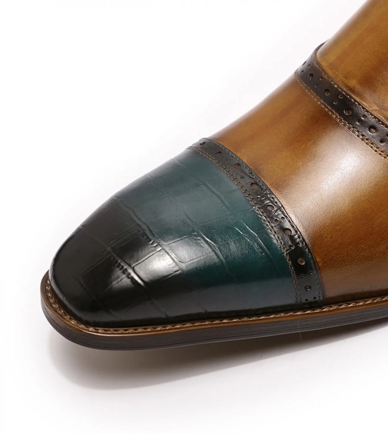 Scarpe eleganti da uomo Mocassini con fibbia singola con cinturino monaco fatti a mano Marrone Blu Scarpe da cerimonia da uomo c
