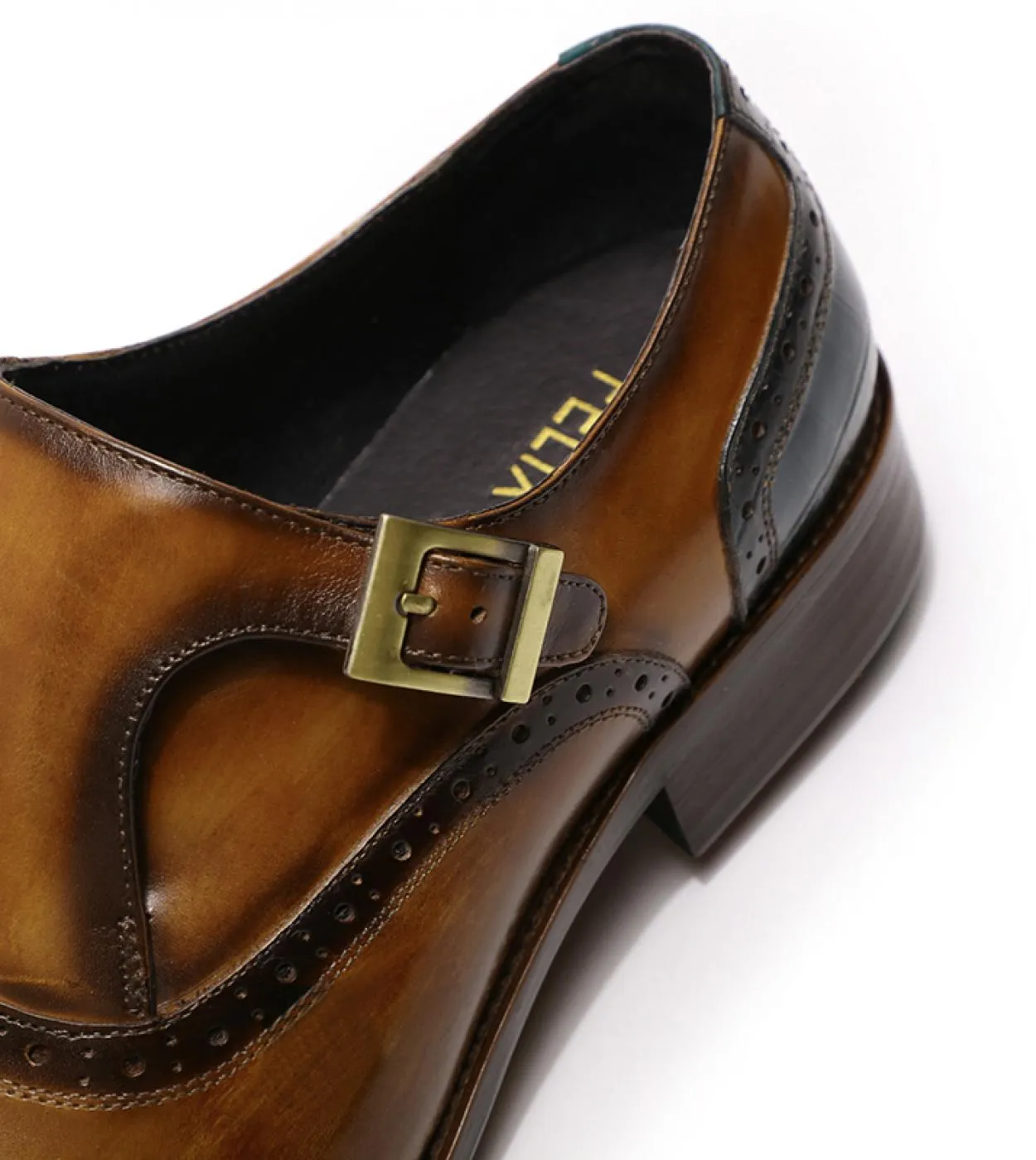 Scarpe eleganti da uomo Mocassini con fibbia singola con cinturino monaco fatti a mano Marrone Blu Scarpe da cerimonia da uomo c