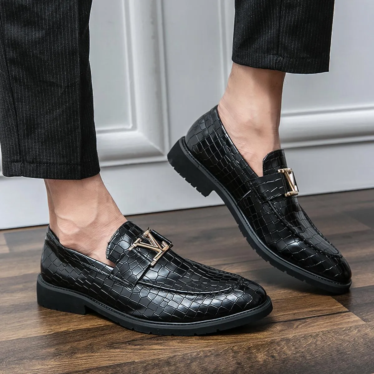 Scarpe eleganti da uomo Mocassini Punta tonda Slip on solido Scarpe da sposa fatte a mano per uomo Spedizione gratuita Taglia 38
