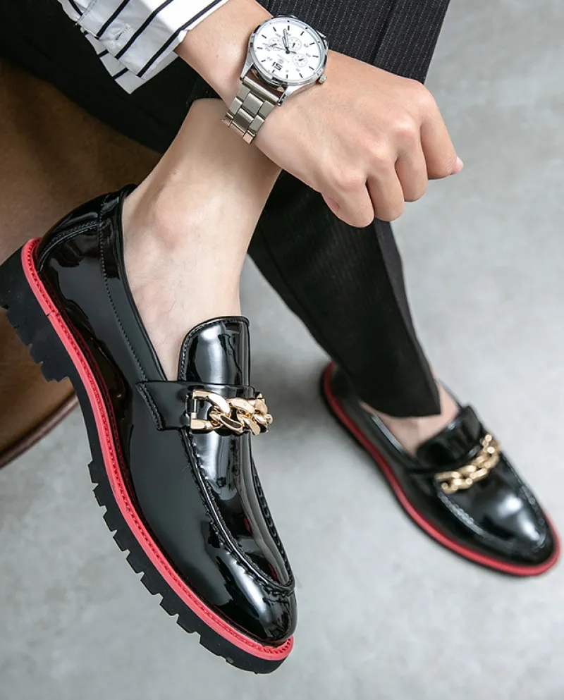 Scarpe in pelle verniciata di alta qualità di marca Moda Night Club Nuovi mocassini da uomo Scarpe casual da uomo Mocassino stil