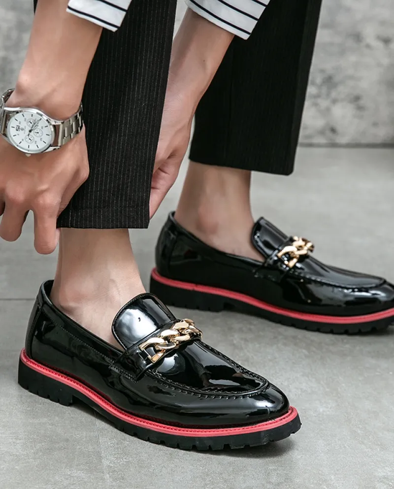 Scarpe in pelle verniciata di alta qualità di marca Moda Night Club Nuovi mocassini da uomo Scarpe casual da uomo Mocassino stil