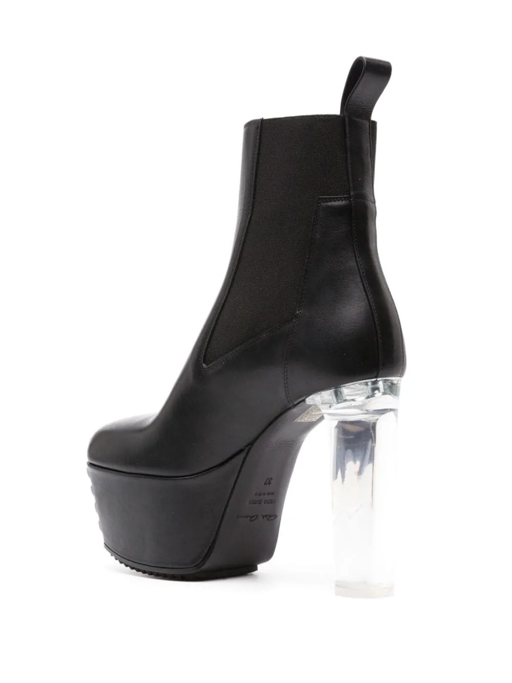 Stivaletti con tacco trasparente grill beatle in nero - donna