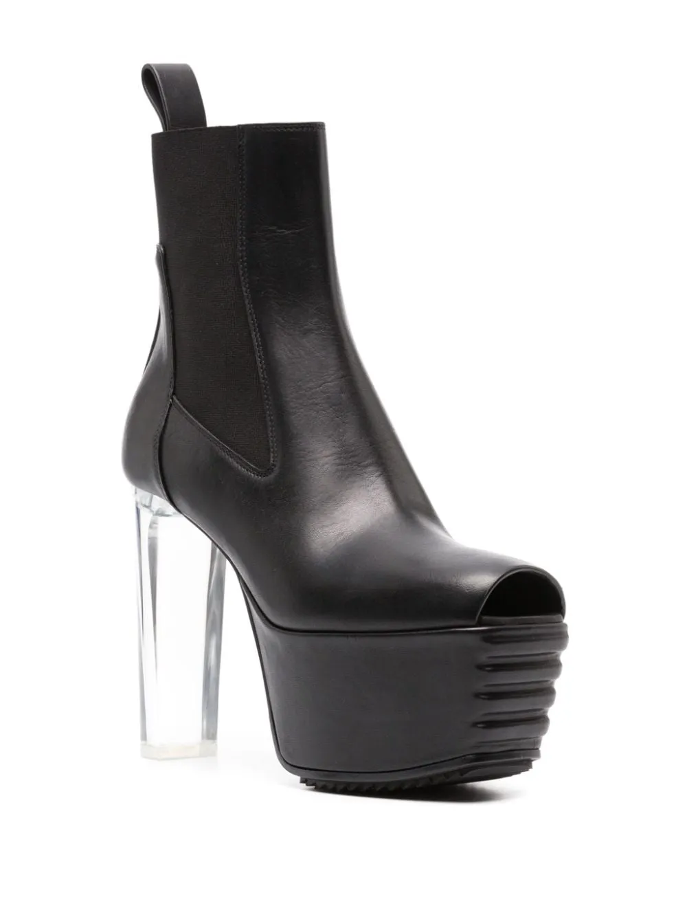 Stivaletti con tacco trasparente grill beatle in nero - donna