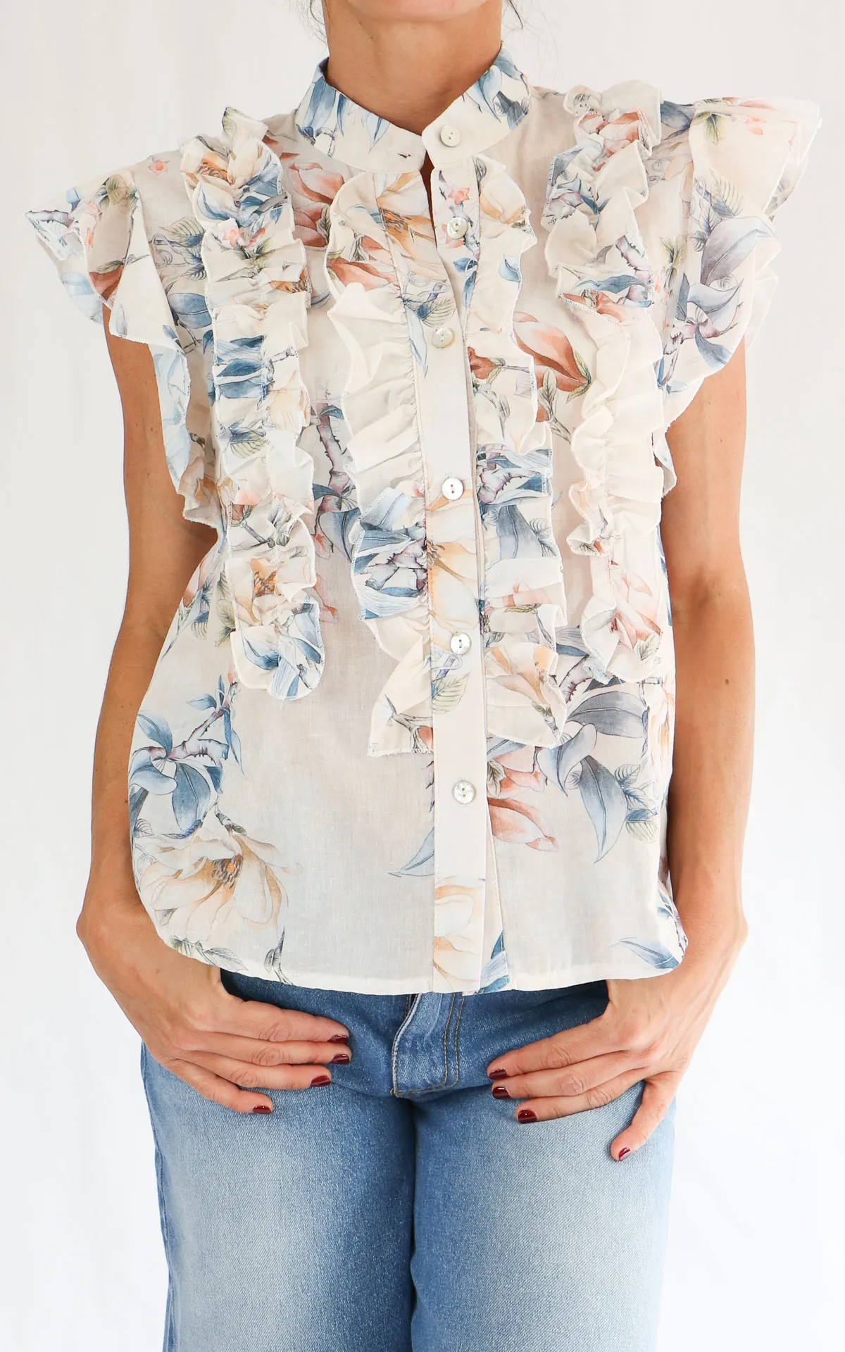 Susymix – Camicia cotone con rouches – Burro