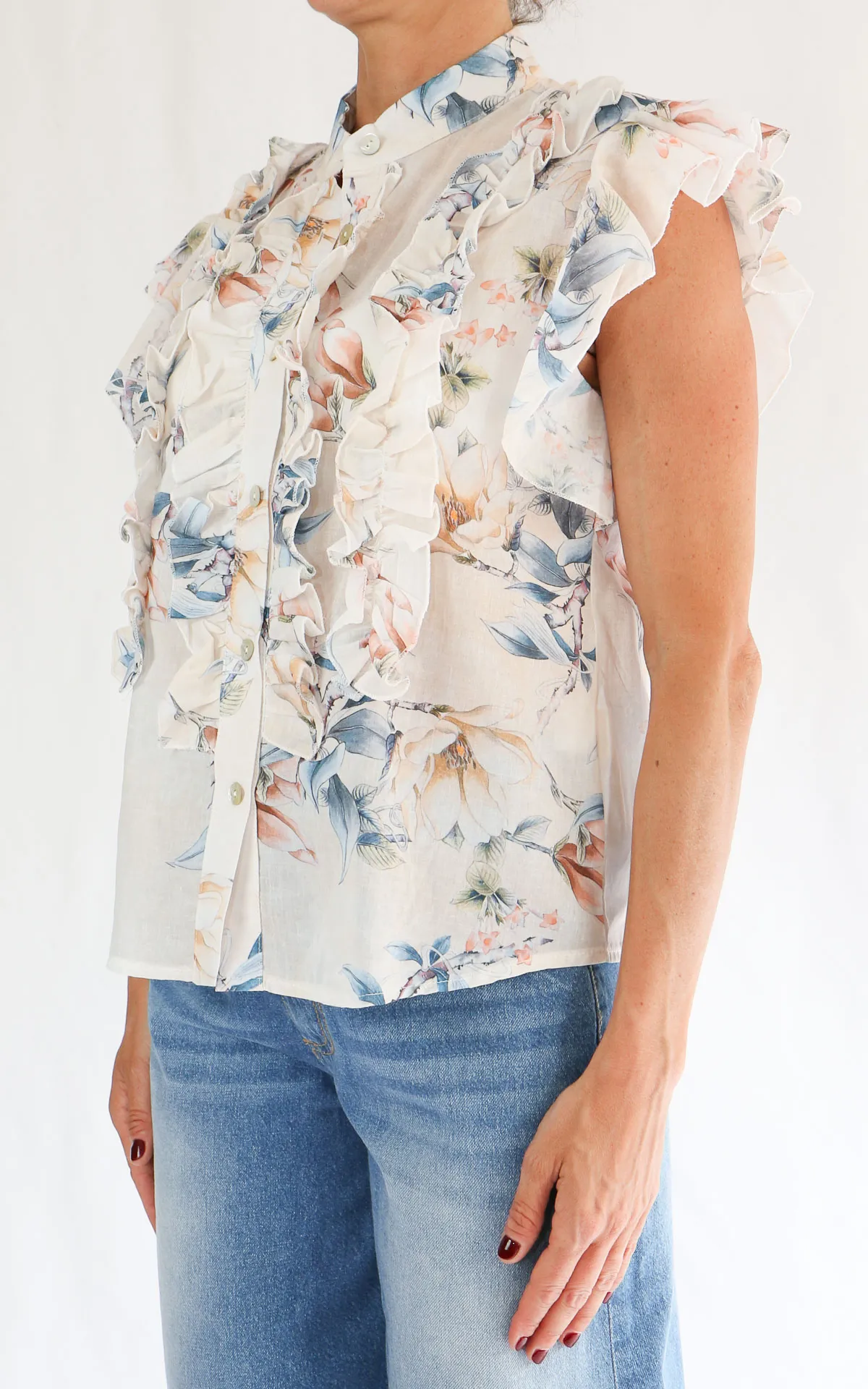 Susymix – Camicia cotone con rouches – Burro