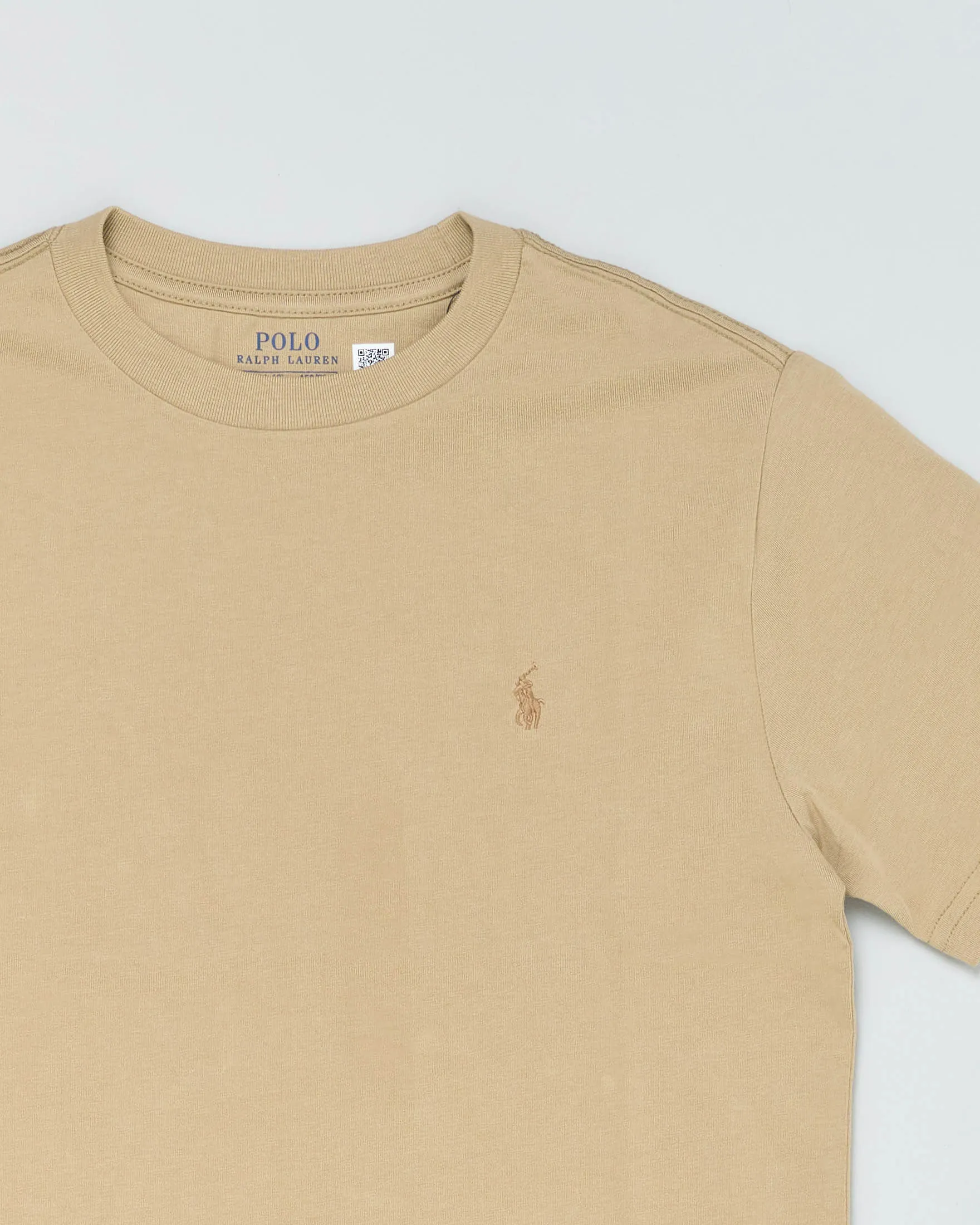 T-shirt beige mezza manica in cotone con logo pony in tono S-XL
