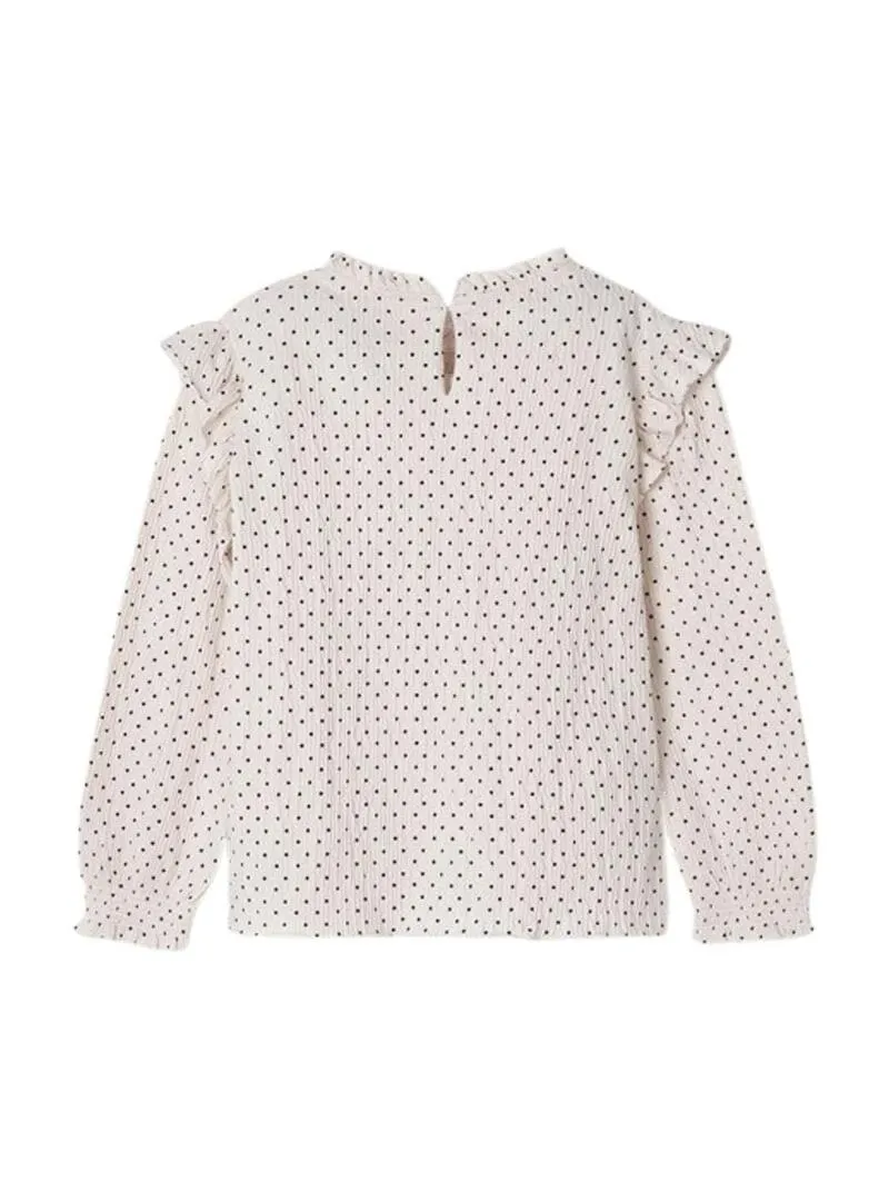 T-Shirt Mayoral Topos e Volants Bianco per Bambina