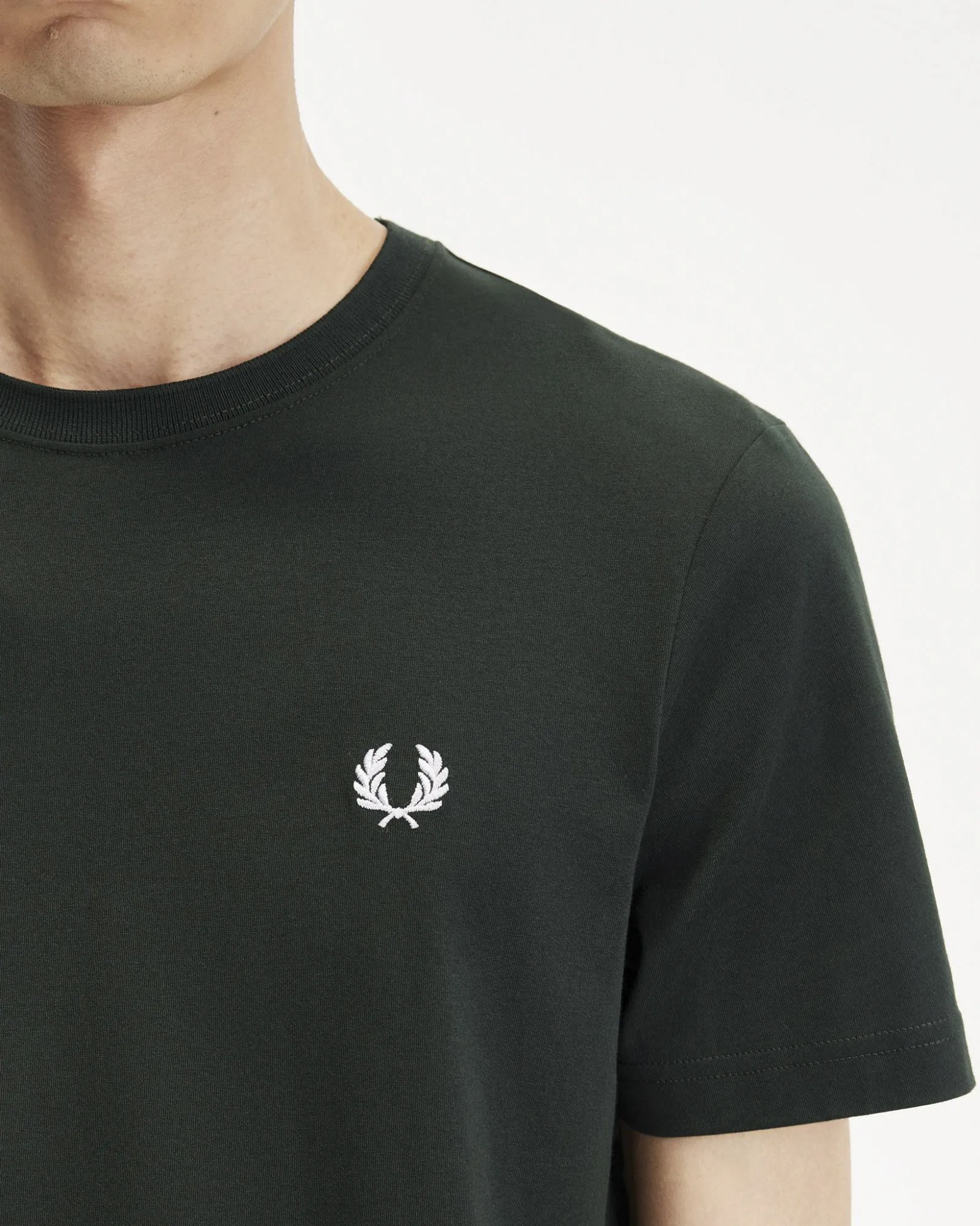 T-shirt verde scuro mezza manica tinta unita