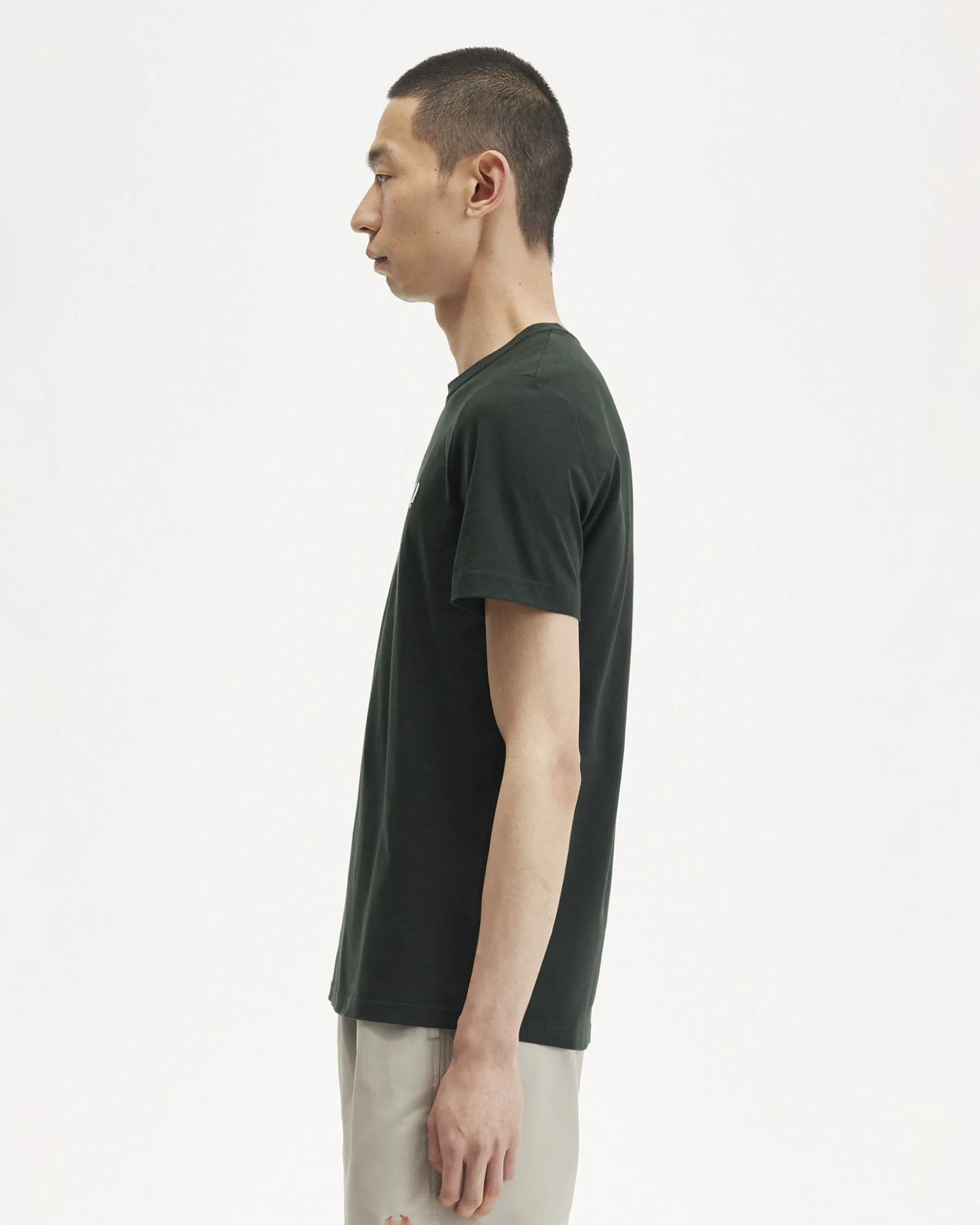 T-shirt verde scuro mezza manica tinta unita