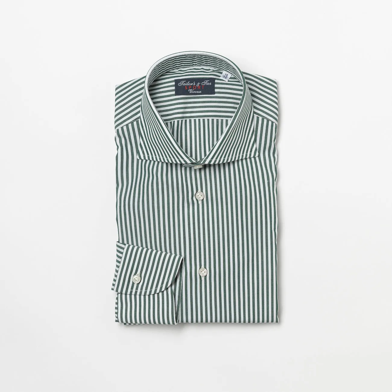 Tailor's & Ties Camicia classica Tailor's & Ties in cotone a righe bianche e verdi