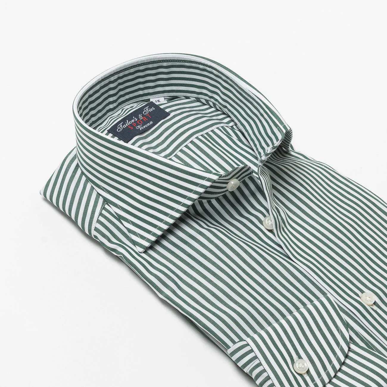 Tailor's & Ties Camicia classica Tailor's & Ties in cotone a righe bianche e verdi