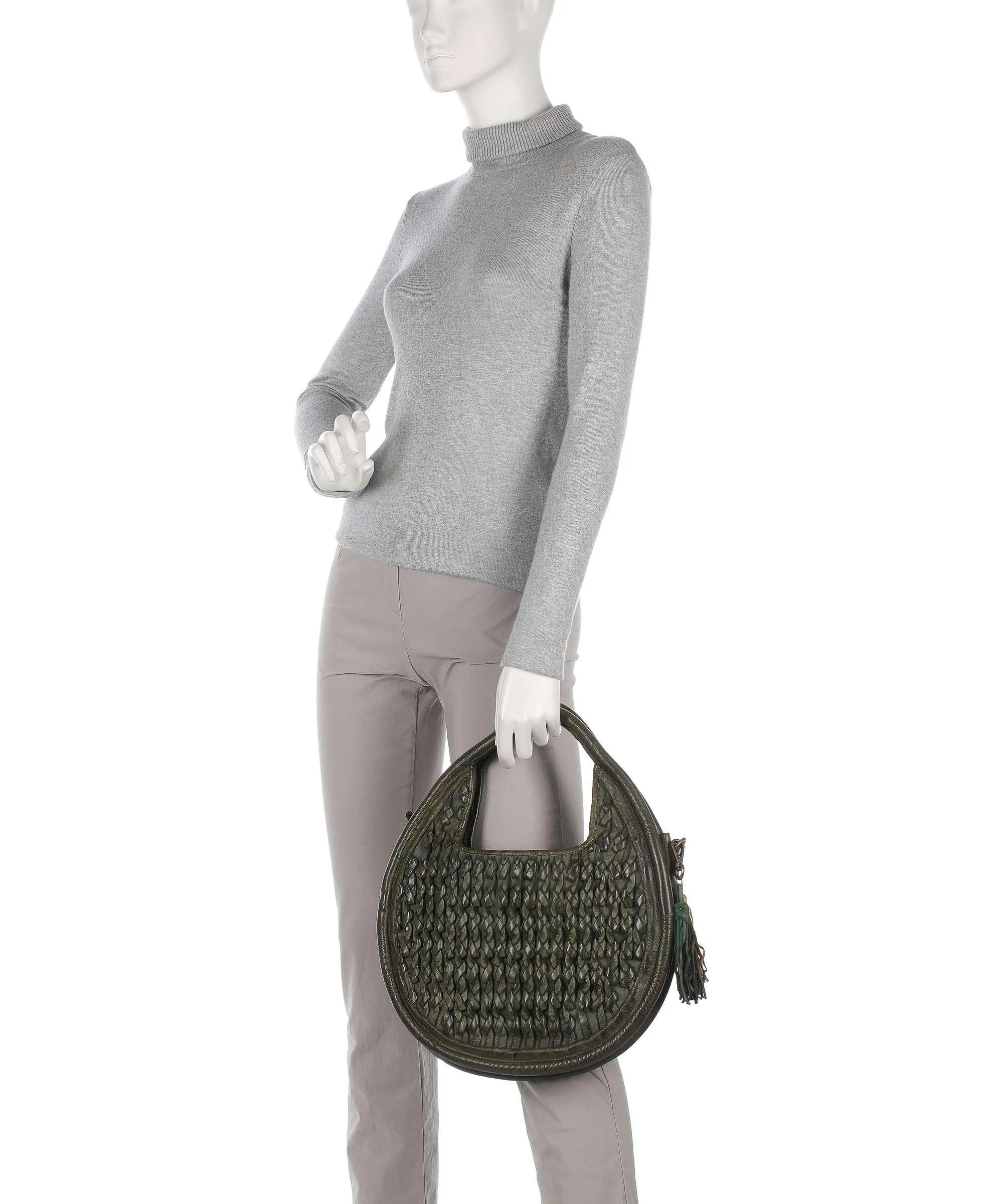  Taschendieb Wien Akademiestrasse 1 Borsa a mano pelle di vacchetta grana verde-oliva  