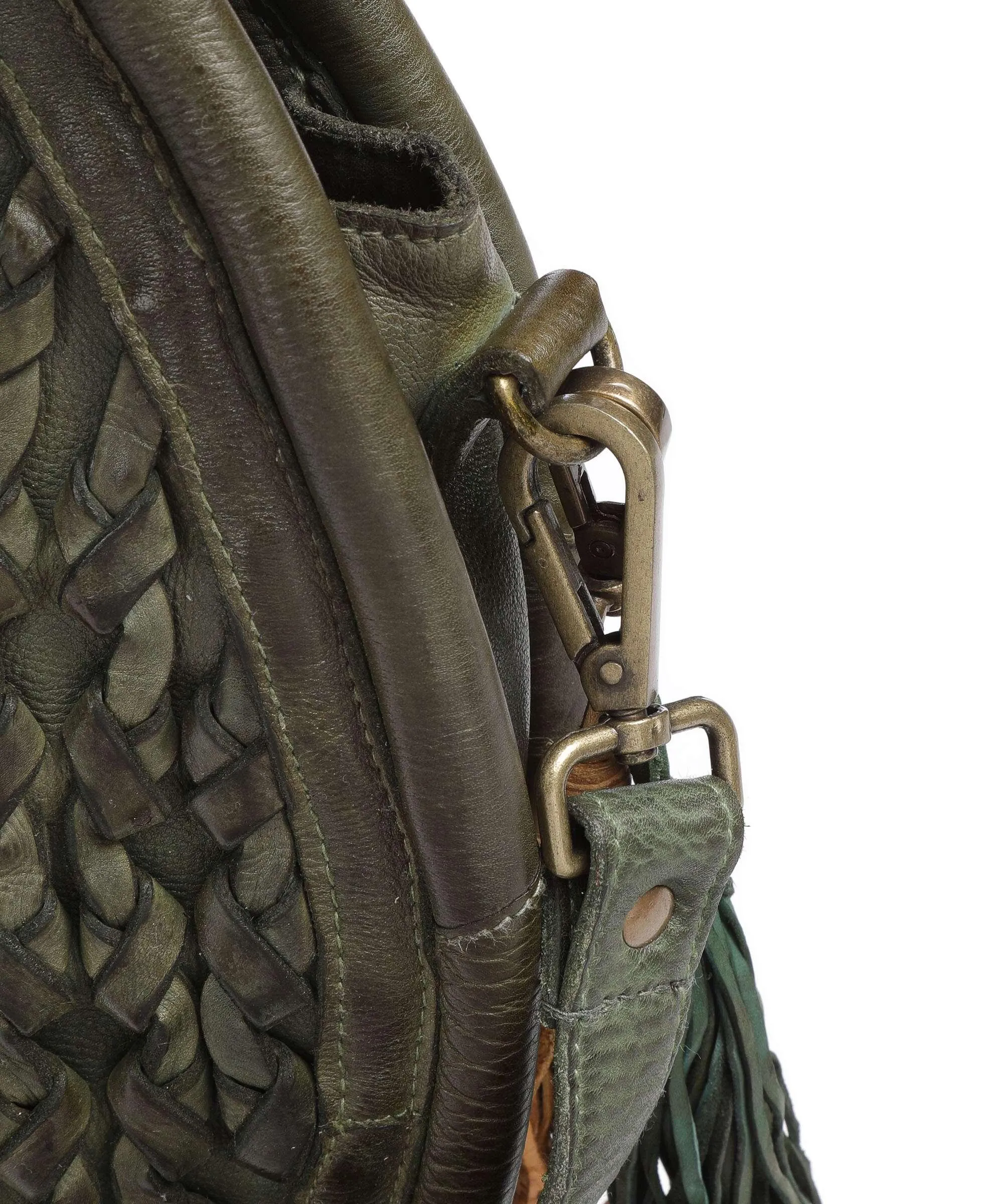  Taschendieb Wien Akademiestrasse 1 Borsa a mano pelle di vacchetta grana verde-oliva  