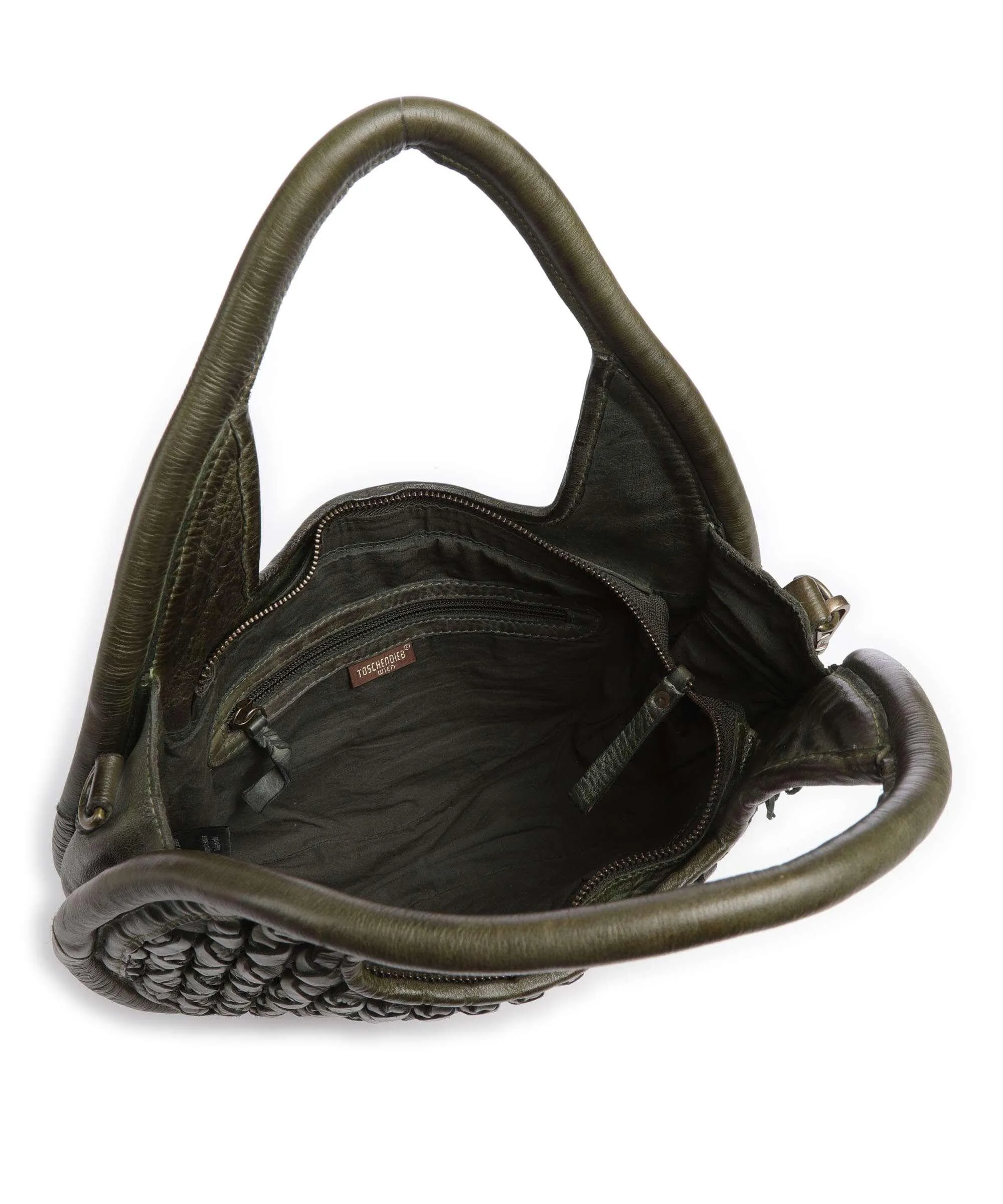  Taschendieb Wien Akademiestrasse 1 Borsa a mano pelle di vacchetta grana verde-oliva  