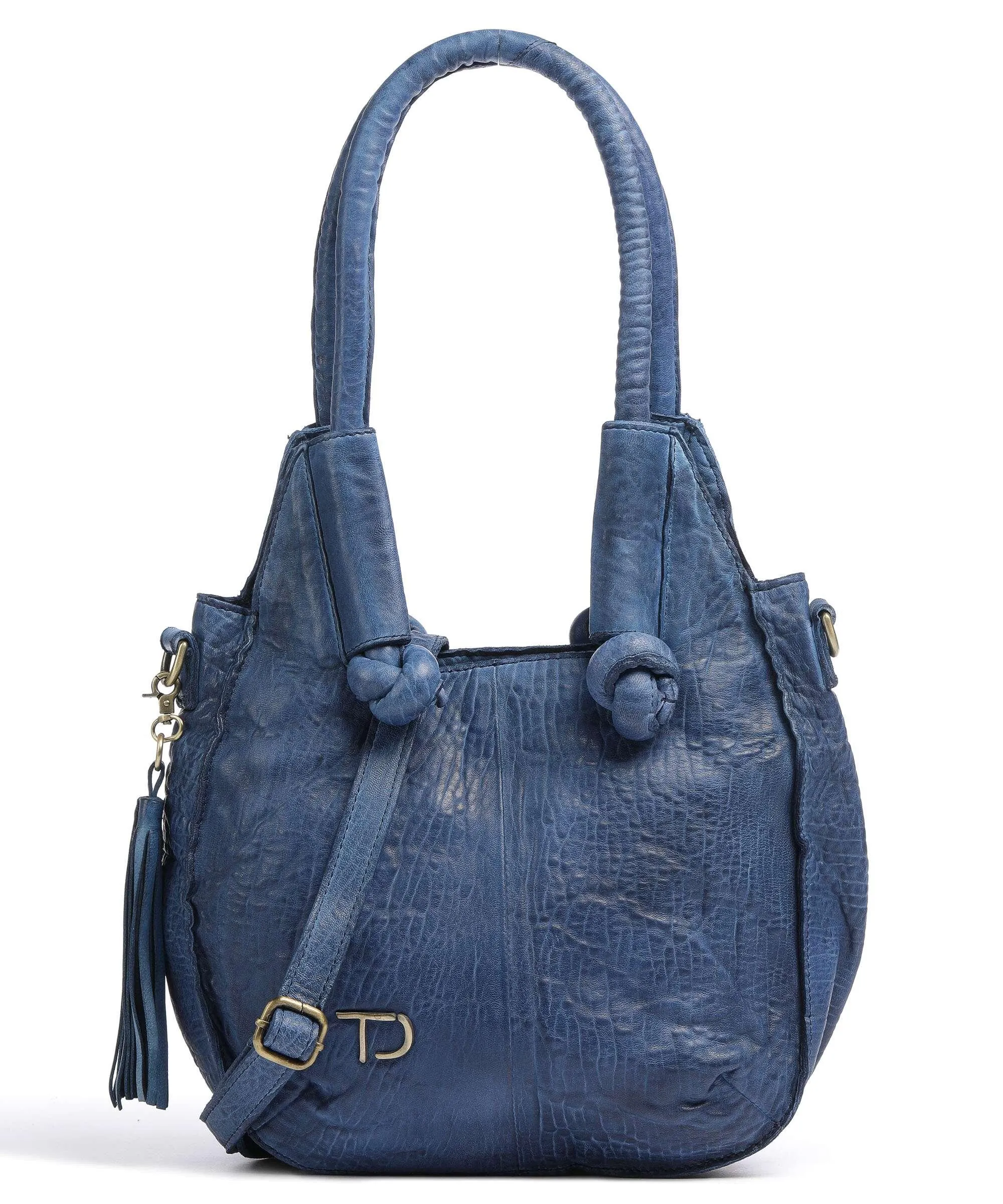  Taschendieb Wien Taborstraße 4 Borsa hobo pelle di vacchetta grana blu scuro  