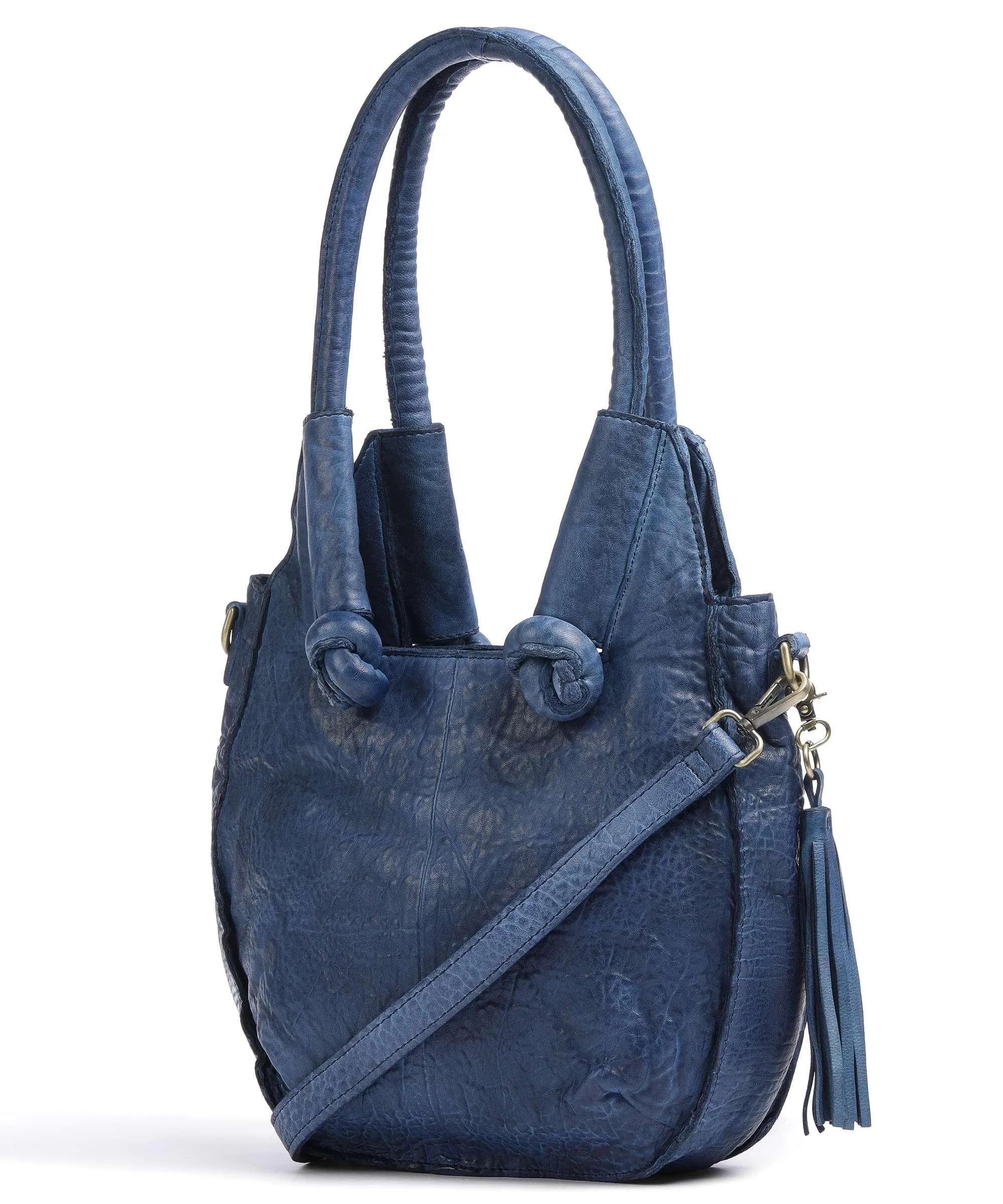  Taschendieb Wien Taborstraße 4 Borsa hobo pelle di vacchetta grana blu scuro  