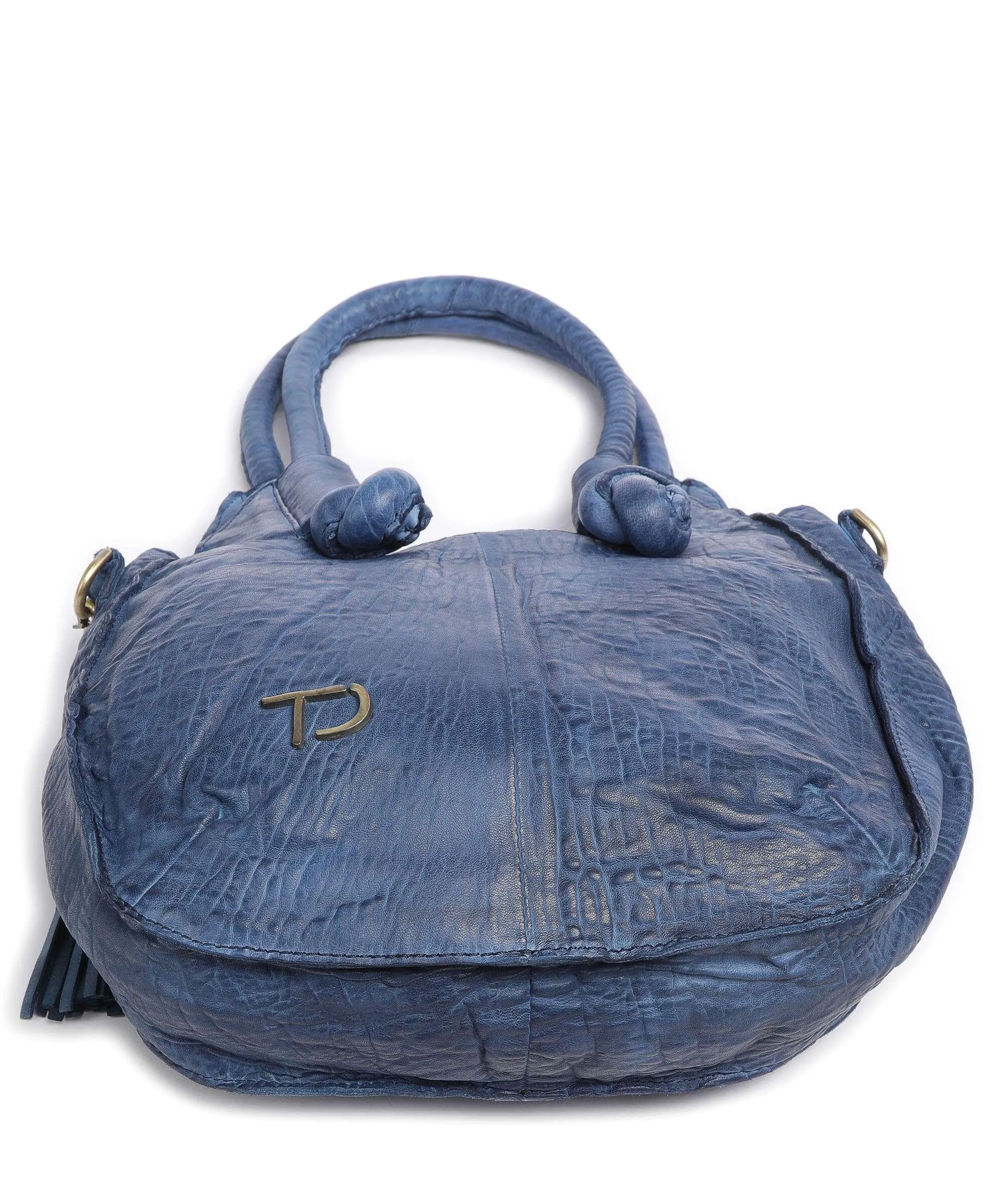  Taschendieb Wien Taborstraße 4 Borsa hobo pelle di vacchetta grana blu scuro  