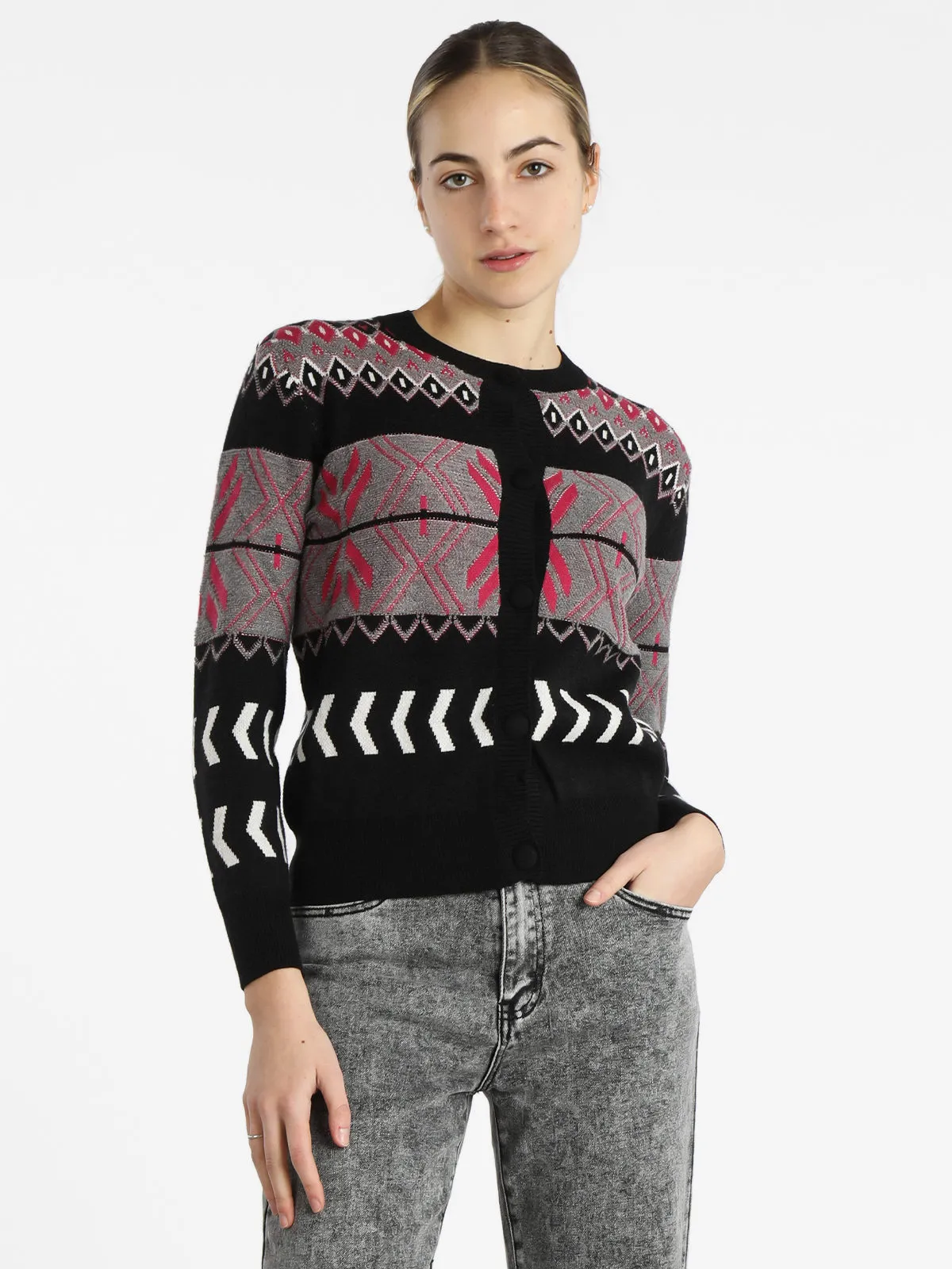 Vicbee Cardigan tricoté femme avec boutons