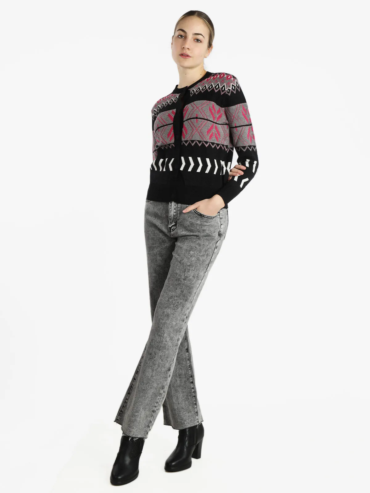 Vicbee Cardigan tricoté femme avec boutons