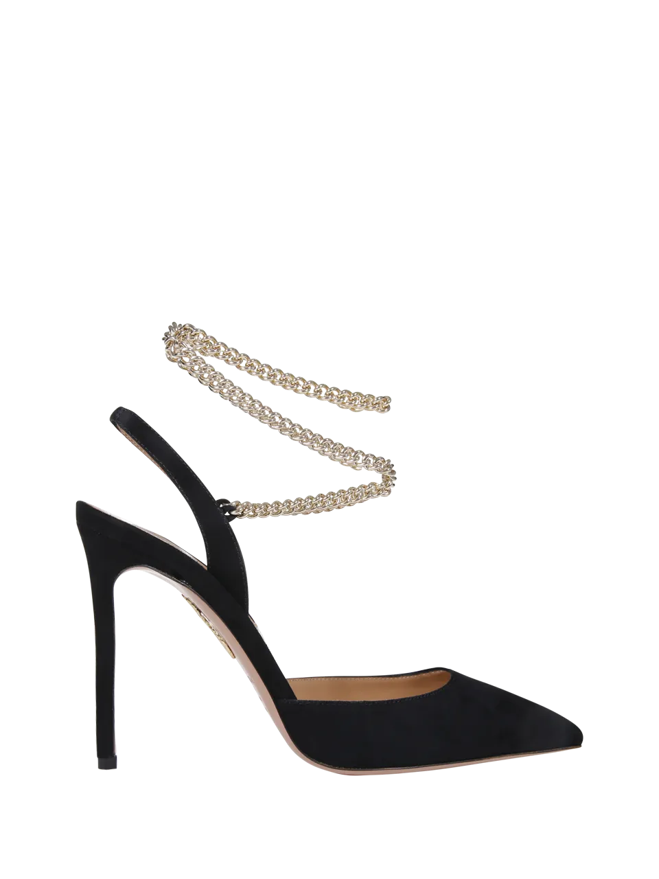 WOMAN AQUAZZURA BLACK LEATHER FLASH 105 PUMP