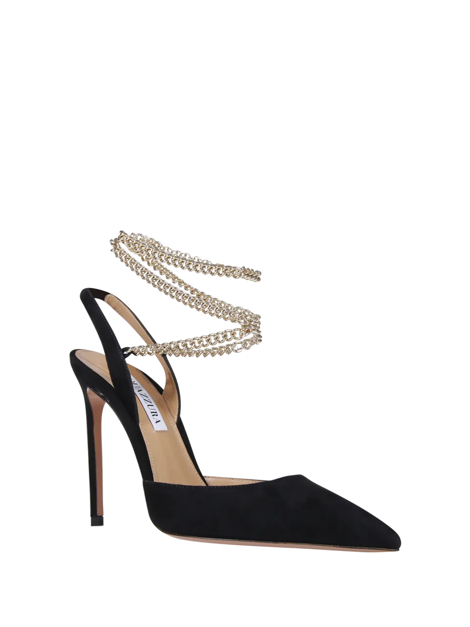 WOMAN AQUAZZURA BLACK LEATHER FLASH 105 PUMP