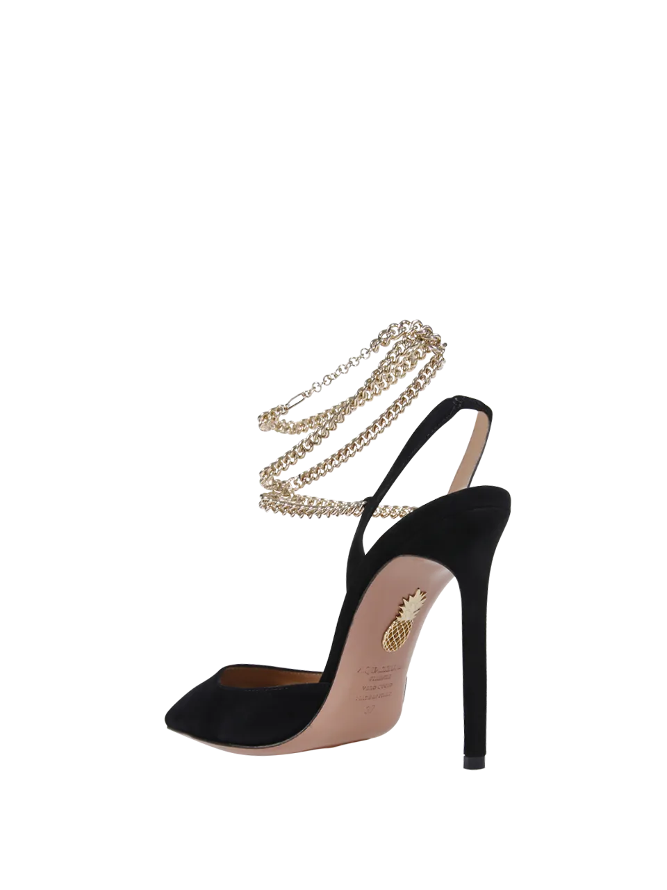 WOMAN AQUAZZURA BLACK LEATHER FLASH 105 PUMP