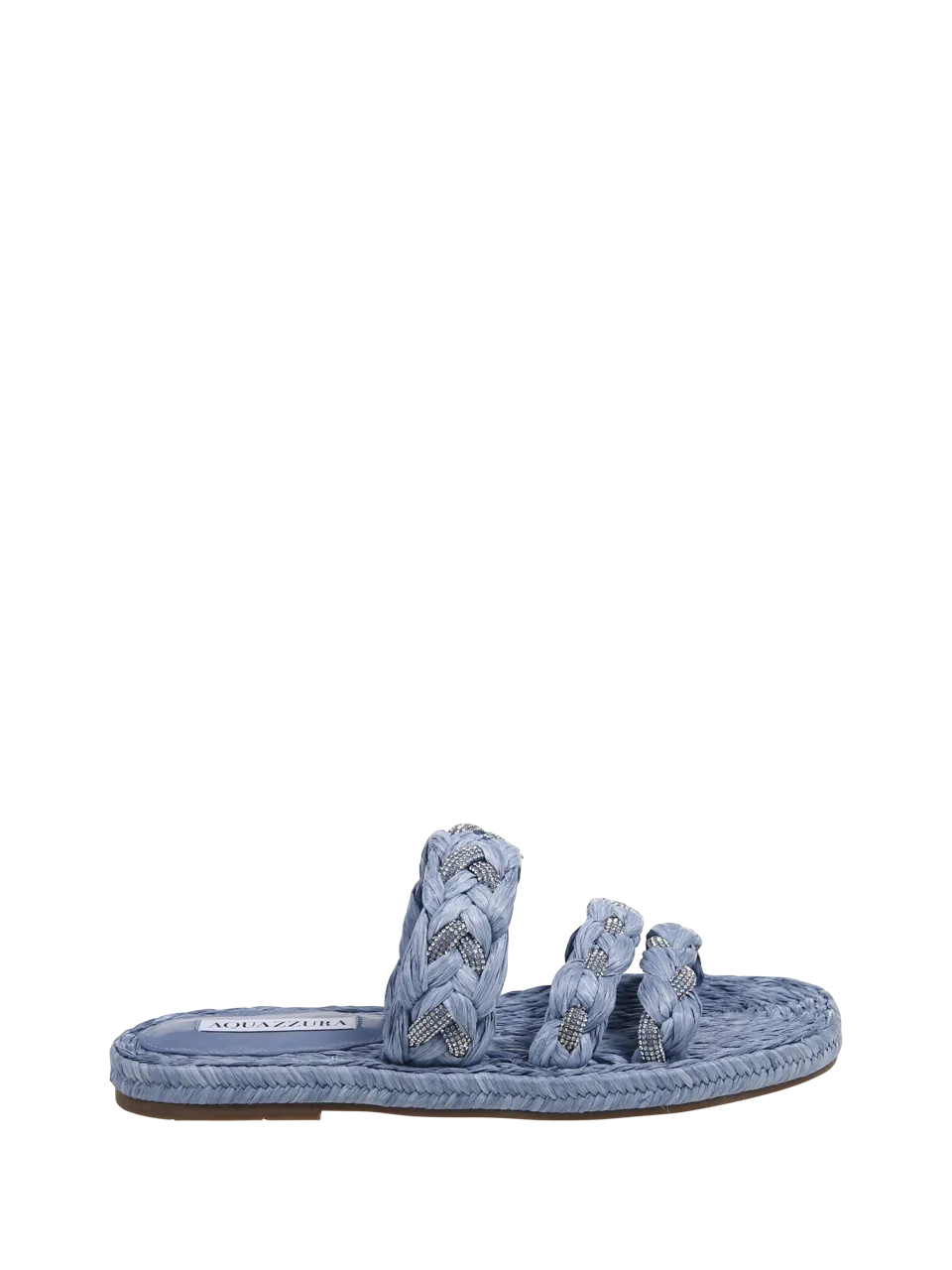 WOMAN AQUAZZURA SKY BLUE TEXILE COSTIERA SLIPPERS