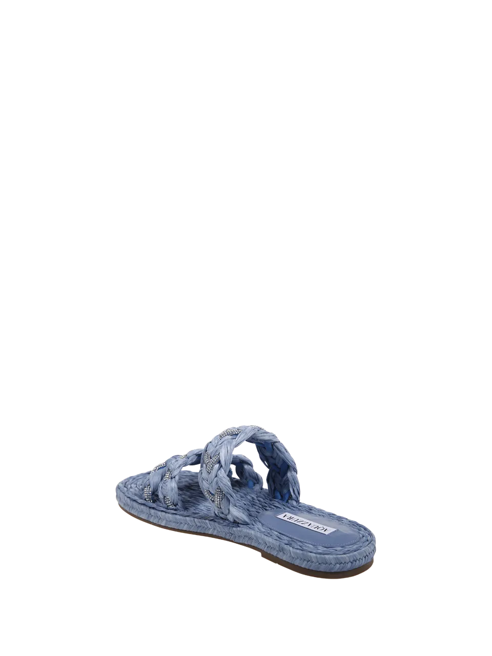 WOMAN AQUAZZURA SKY BLUE TEXILE COSTIERA SLIPPERS