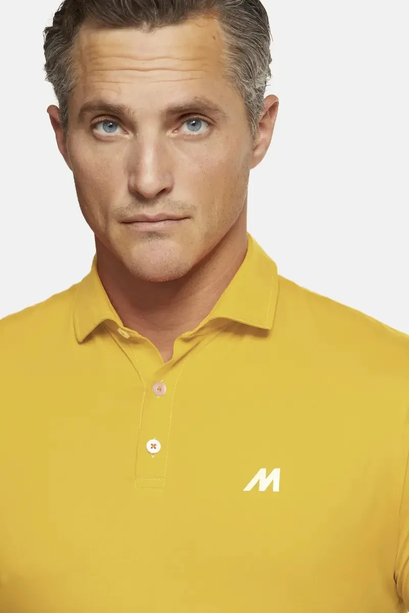 Yellow meyer polo shirt with technical performance fabric